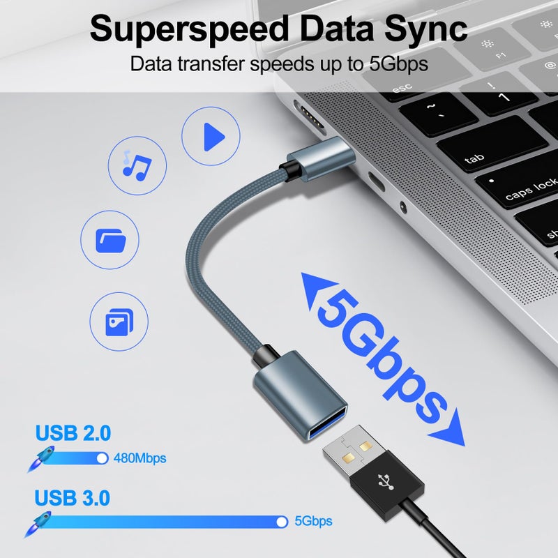 xiwxi [4 Packã€USB-C to USB-Aã€‘&ã€USB-A to USB-Cã€‘ OTG Cable,Type C Type A Male Female Adapter SuperSpeed Data Transfer & Fast Charging Compatible with iPhone/Samsung/iPad/iWatch/AirPods/PS/2 Cables - Image 2