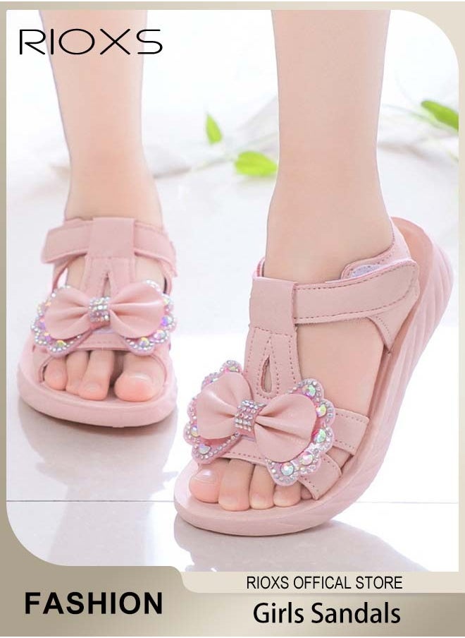 RIOXS Little Kids Girls Fashion Non-Slip Soft Sole Floral Sandals Princess Adjustable Shoes Lightweight Breathable Ankle Strap Sandals  - Image 1