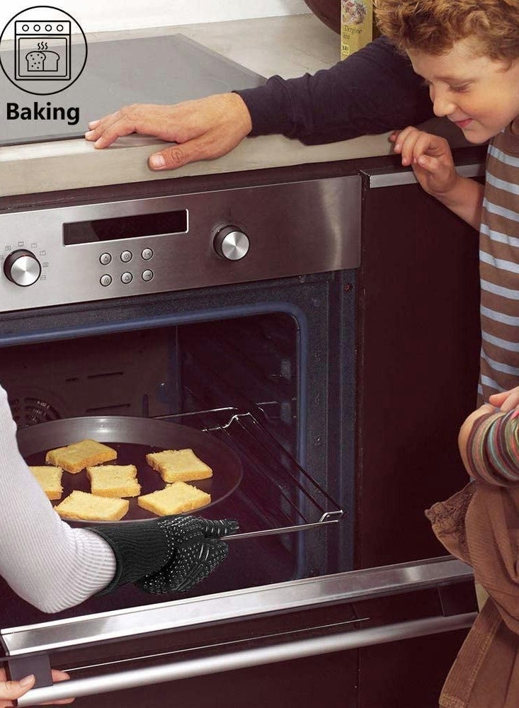 SOLARAE High Temperature Resistant Gloves Anti-Slip Silicone Anti-Cut Grill Gloves Microwave Industrial Insulation Fire Gloves 1 Pair - Image 3