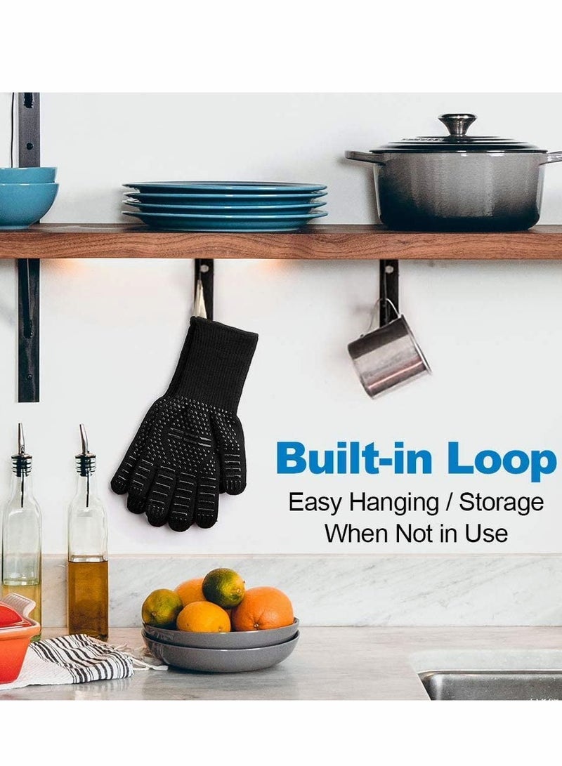 SOLARAE High Temperature Resistant Gloves Anti-Slip Silicone Anti-Cut Grill Gloves Microwave Industrial Insulation Fire Gloves 1 Pair - Image 2