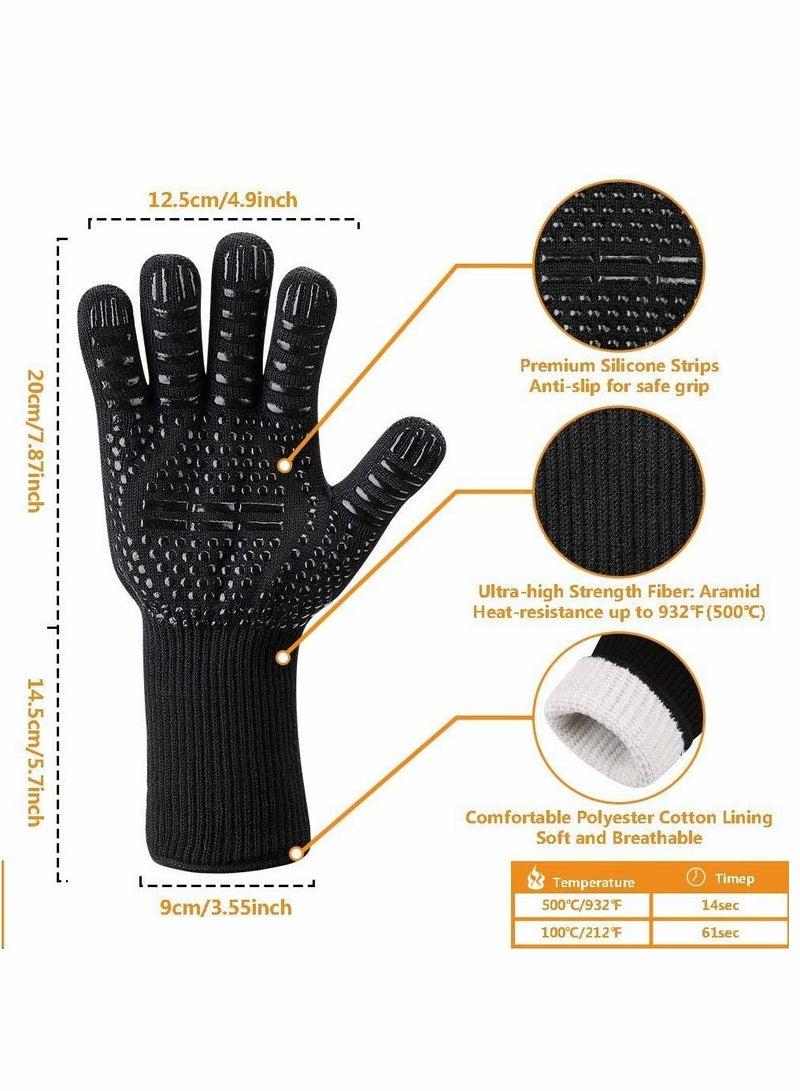 SOLARAE High Temperature Resistant Gloves Anti-Slip Silicone Anti-Cut Grill Gloves Microwave Industrial Insulation Fire Gloves 1 Pair - Image 5
