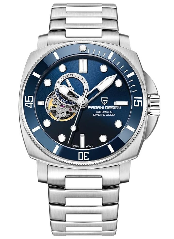 PAGANI DESIGN Men's Business Mechanical Automatic Watches, High-Quality NH39 Movement, 43MM Stainless Steel Frame, Sapphire Glass Surface, With Silver Steel Band,Fashionable And Luxurious  - Image 1