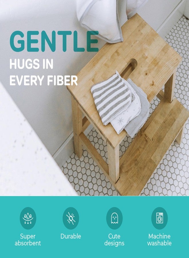 Spasilk Washcloth Wipes Set for Newborn Boys and Girls, Soft Terry Washcloth Set, Pack of 10, Gray Celestial - Image 4