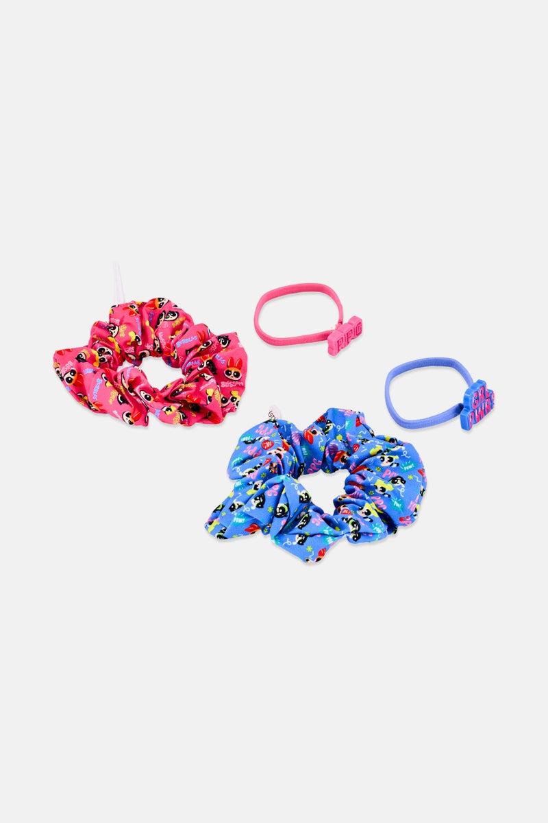 The Powerpuff Girls Kids Girl 4 Pcs Scrunchies And Hair Band Set, Multicolor - Image 3