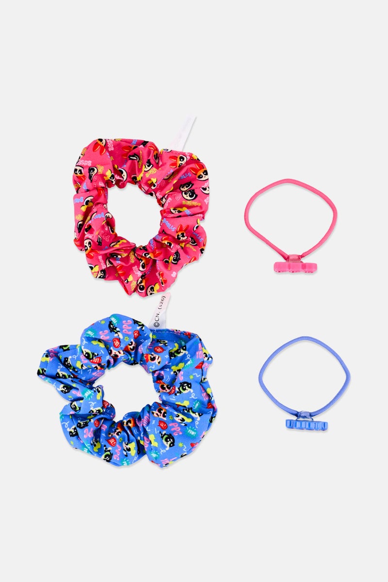 The Powerpuff Girls Kids Girl 4 Pcs Scrunchies And Hair Band Set, Multicolor - Image 2