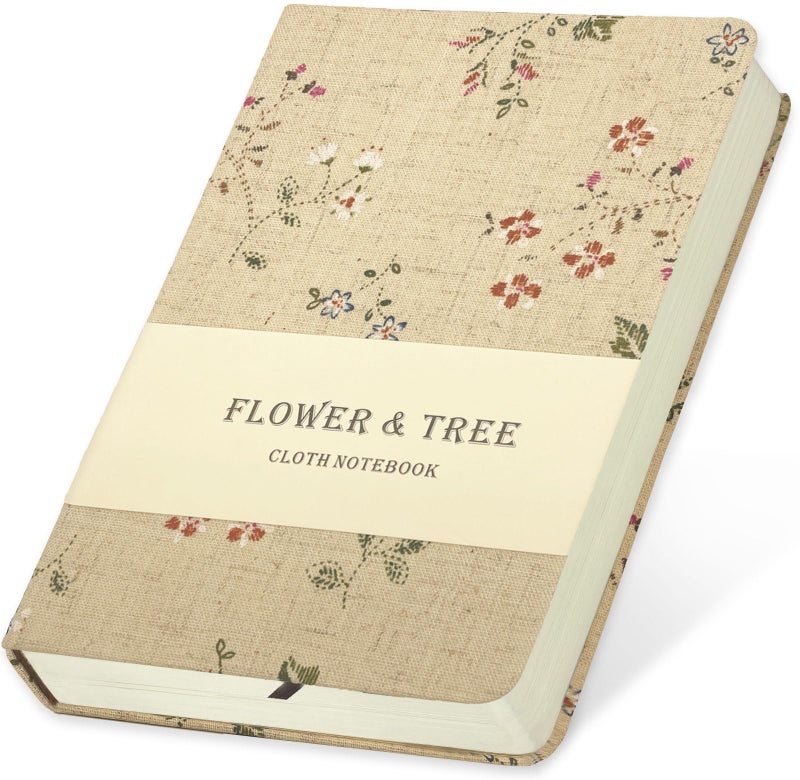 ipoul Floral Linen Journal, Similar Embroidered, Small Notebooks 5x7, Lay Flat Sketchbook, B6 Notebook, Hardcover, Lined & Unlined Notebook, Apricot - Image 1