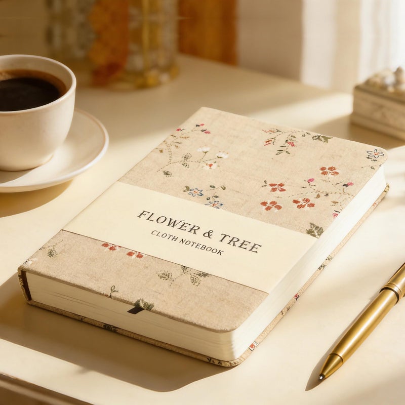 ipoul Floral Linen Journal, Similar Embroidered, Small Notebooks 5x7, Lay Flat Sketchbook, B6 Notebook, Hardcover, Lined & Unlined Notebook, Apricot - Image 2