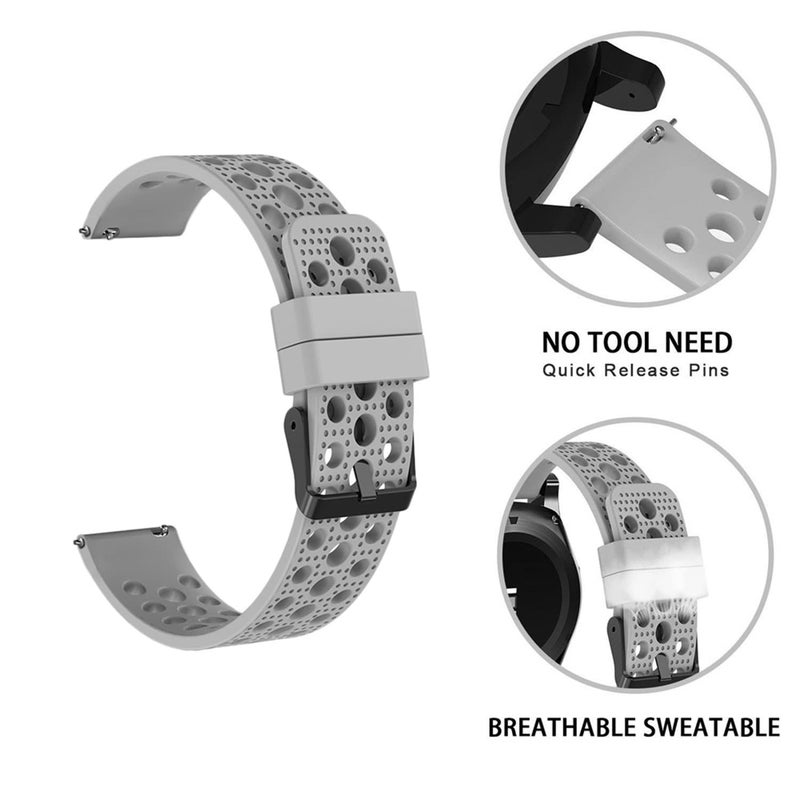 Lamshaw Compatible with Aolon Curve Smart Watch Bands, 22mm Silicone Replacement Wristbands Sport Strap with Metal Buckle for Aolon Curve 2.01" Smart Watch (Gray) - Image 5