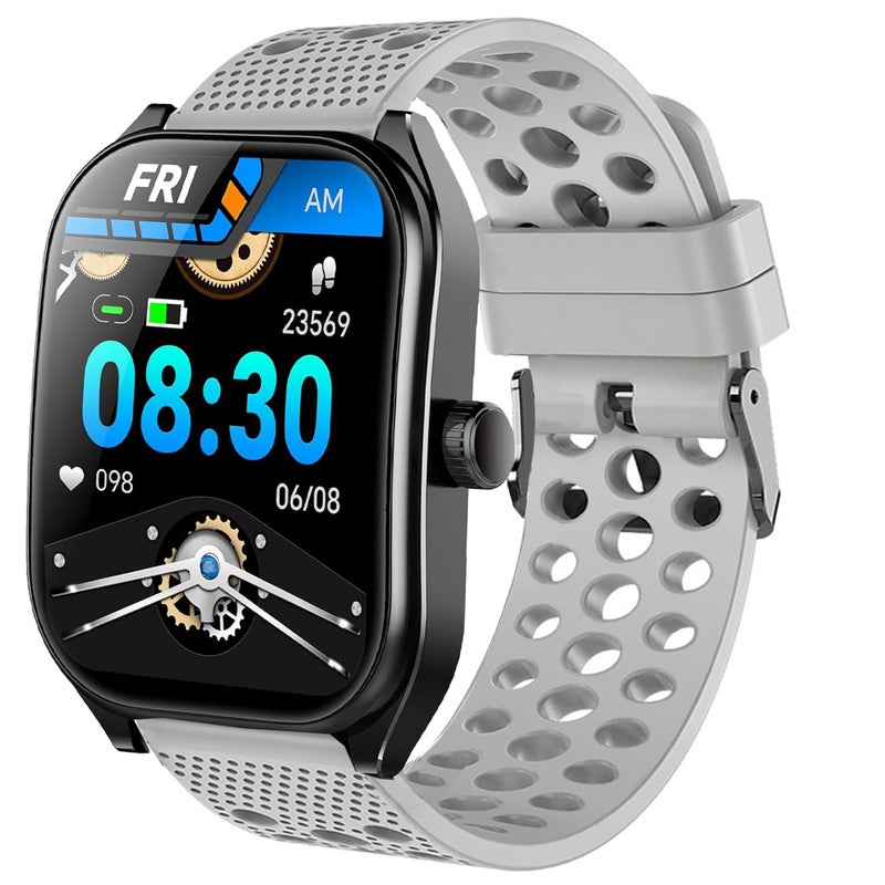 Lamshaw Compatible with Aolon Curve Smart Watch Bands, 22mm Silicone Replacement Wristbands Sport Strap with Metal Buckle for Aolon Curve 2.01" Smart Watch (Gray) - Image 1