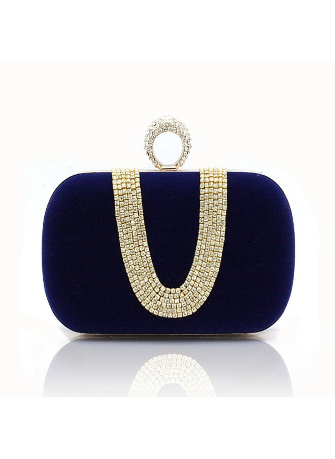 NIBEMINENT Stylish Fashion Banquet Bag Blue/Gold  - Image 1