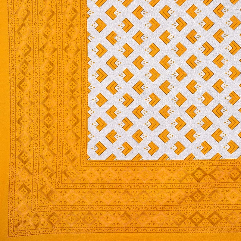 Meejoya 100 Cotton Rajasthani Jaipuri Traditional King Size Double Bed Bedsheet with 2 Pillow Covers Yellow Jaipuri Bedsheet05 - Image 2
