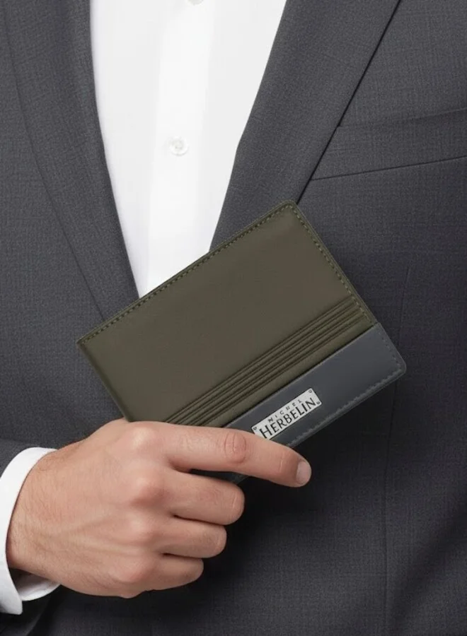 MICHEL HERBELIN Slim Wallet Olive Green for Men