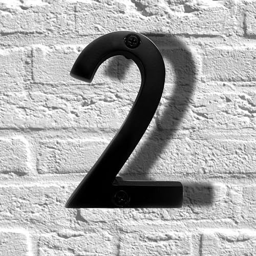 NACH Floating House Numbers, 4 inch Aluminum Black House Numbers for Outside - Number 2, Door Numbers with Mounting Hardware - Image 2