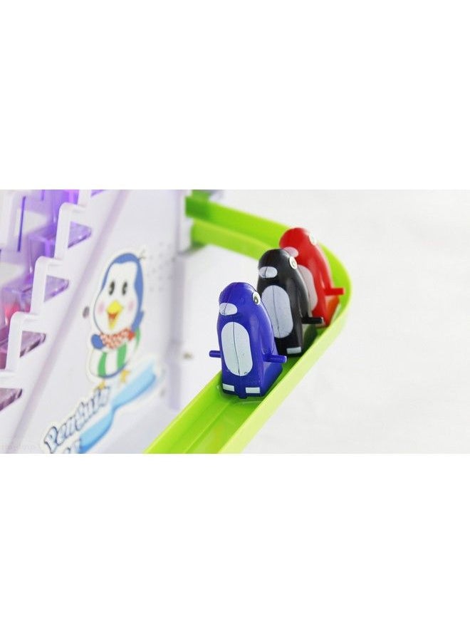 Haktoys - Arctic Fun Playful Penguin Race Set With Flashing Lights & Music On/Off Button For Quiet Play Jolly Penguin Slide Playset - Image 1