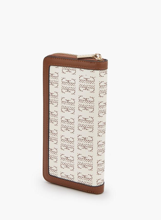 ELLE Monogram Print Wallet with Zip Closure - Image 5
