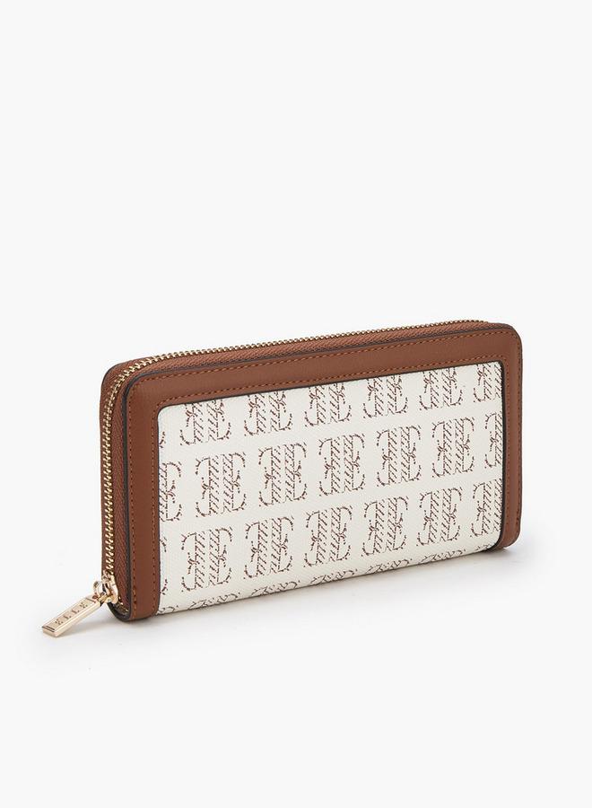 ELLE Monogram Print Wallet with Zip Closure - Image 2