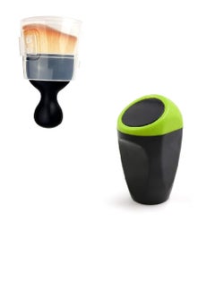 BUNVOX BUNVOX Set of Mini Car Trash Can with Lid Green and Mini Car Cleaning Brush with Handle  - Image 1