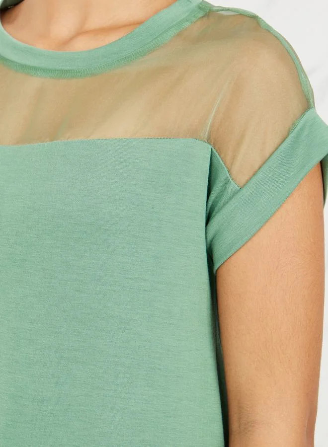 ستايلي Mesh Insert Regular Fit T-Shirt