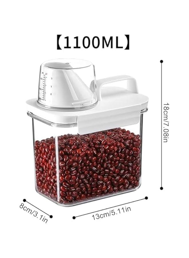 HOOKOR Rice Storage Container, Food Storage Containers with Lids, Measuring Cup Clear,Grain and Miscellaneous Grain Storage Tank, Tea and Dried Fruit Storage Tank, Sealed tank (1100ML) - Image 2