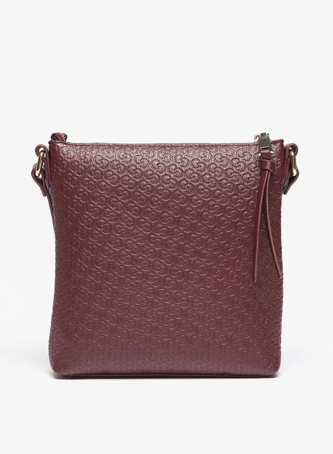 Celeste Women Monogram Embossed Crossbody Bag with Zip Closure and Strap