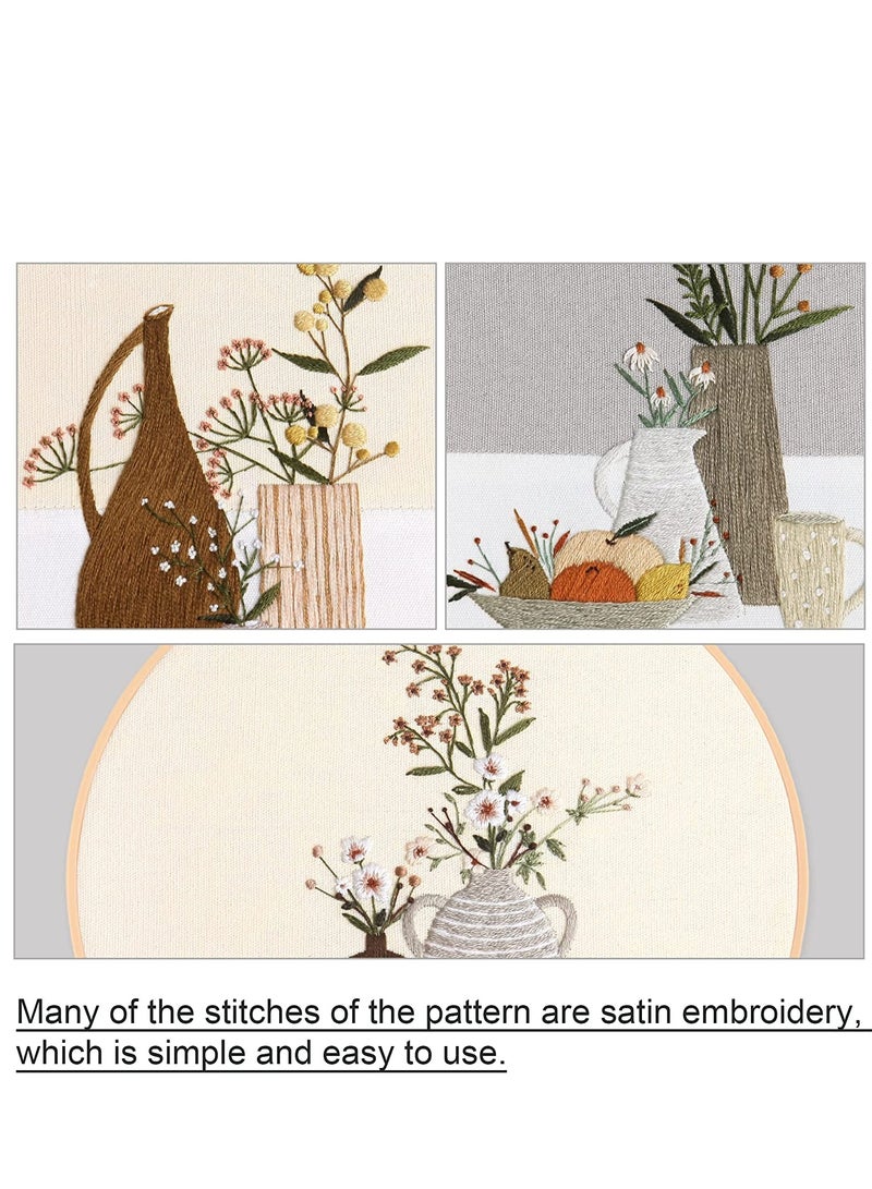 Barakah Embroidery Starter Kits for Adults Beginners with Wooden Hoops, Needles and Color Threads, Needlepoint Kit Adults, 4 Pack - Image 3