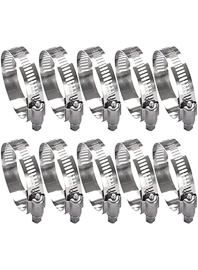 Arabest Stainless Steel Adjustable Hose Clamps Set for 1/2 - 1 Pipes, 10 Pieces Gear Clamps for Automotive Plumbing and Fuel Line  - Image 1