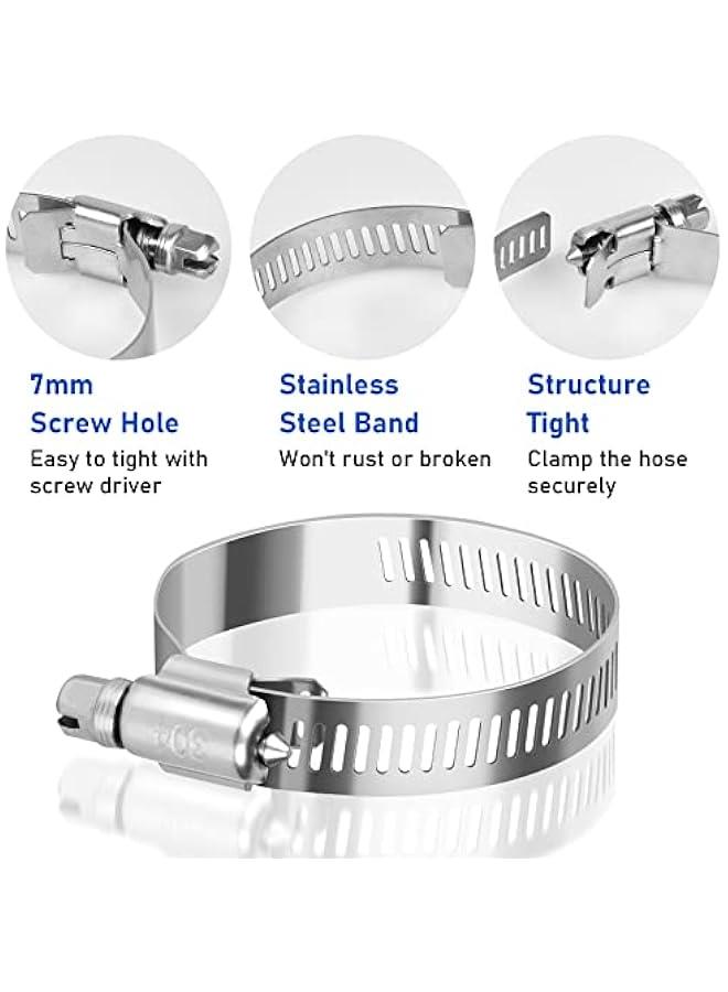 Arabest Stainless Steel Adjustable Hose Clamps Set for 1/2 - 1 Pipes, 10 Pieces Gear Clamps for Automotive Plumbing and Fuel Line  - Image 2