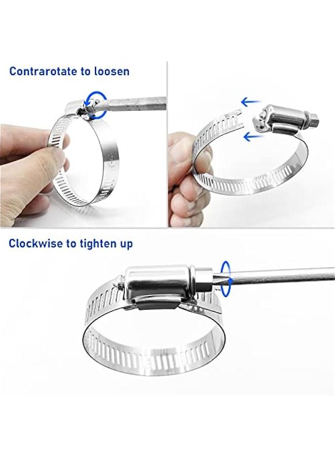 Arabest Stainless Steel Adjustable Hose Clamps Set for 1/2 - 1 Pipes, 10 Pieces Gear Clamps for Automotive Plumbing and Fuel Line  - Image 4