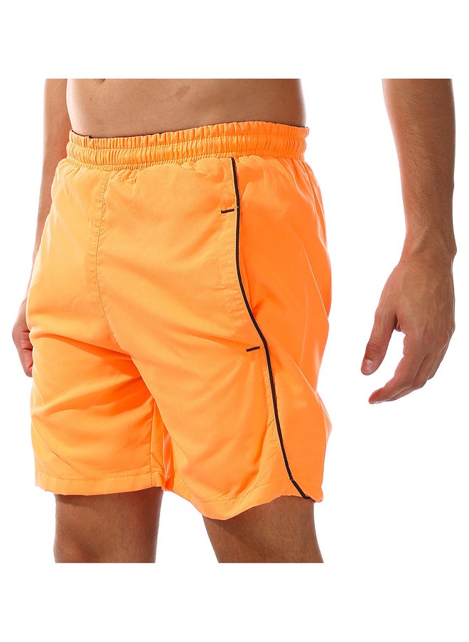 Andora - Elastic Waist Polyester Swim Short _Orange - Image 1