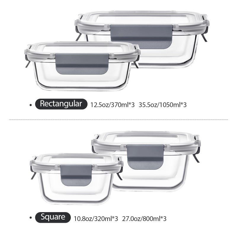 S SALIENT 24 Pieces Glass Food Storage Containers with Lids,Glass Meal Prep Containers Set with Locking Lid,Airtight Glass Lunch Container for Kitchen,BPA Free(12 Lids & 12 Containers) - Image 2