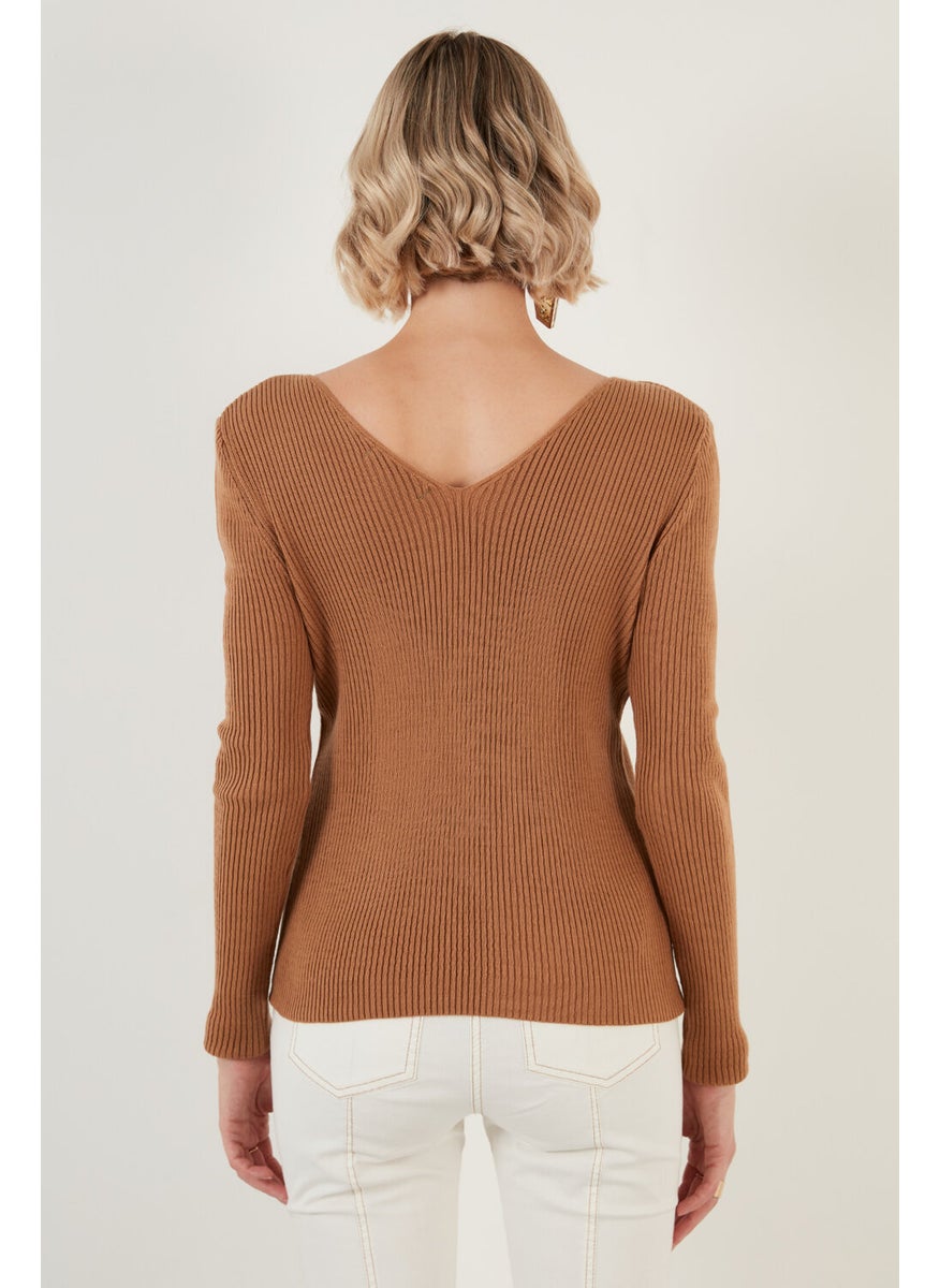 Lela Soft Acrylic Ribbed V-Neck Sweater Women's Sweater 6329062  - Image 5