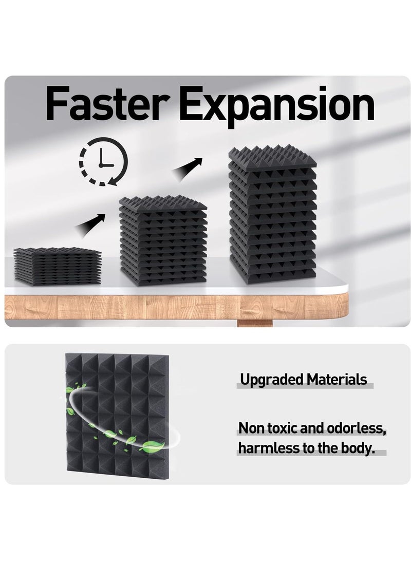 TYCOM Self Adhesive Acoustic Foam 24 Packs High Density Sound Panels for Noise cacelling and Sound Absorbtion Soundproof Wall Panels Wedge Acoustic Panels Black Soundproof Foam 30 By 30 By 5 CM.  - Image 2