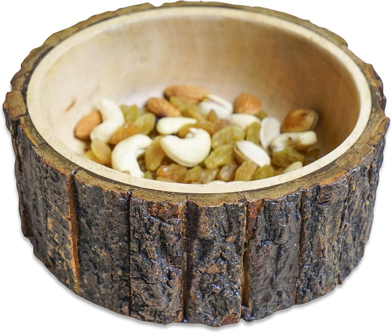 GoCraft Wood Potpourri Bowl with Tree Bark, Small, 6" Diameter x 3" Height, Wooden Decorative Bowl - Image 4