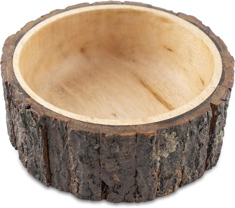 GoCraft Wood Potpourri Bowl with Tree Bark, Small, 6" Diameter x 3" Height, Wooden Decorative Bowl - Image 1