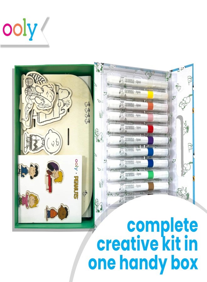 أولي مجموعة Ooly x Peanuts الخشبية للرسم ثلاثي الأبعاد - ابنِ ولون شخصيات Peanuts ثلاثية الأبعاد الخاصة بك مع 12 قلم تلوين أكريليك، وقاعدة، وتعليمات - مجموعة حرف يدوية للأطفال مع حقيبة حمل - Image 2