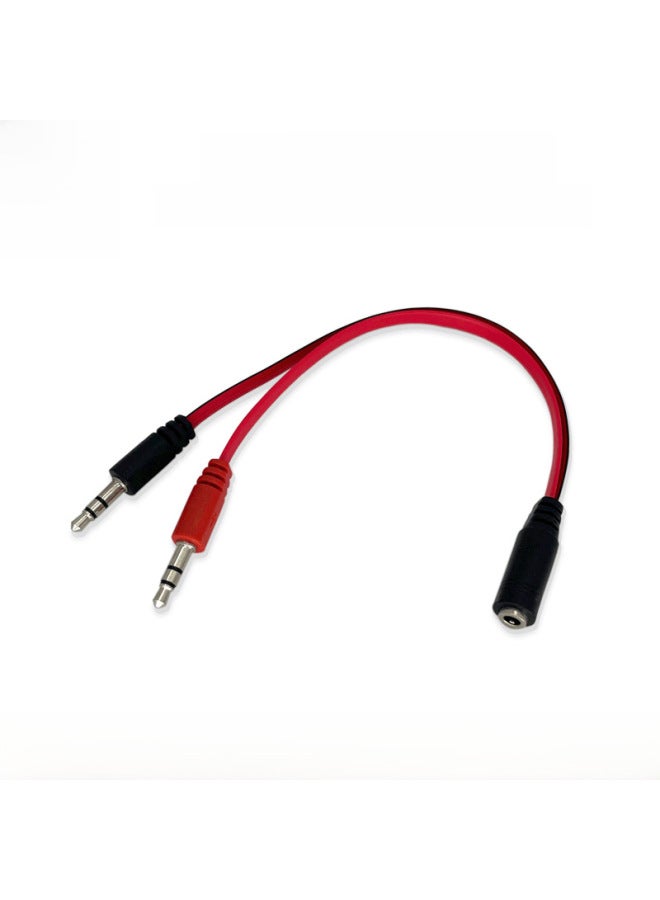 3.5 Laptop Desktop Computer Two-in-one Audio Adapter Headset Microphone Converter Flat Cable One-in-two-Interface Form:0.3m Male 2 Female Bare Wire [nickel Plated]  - Image 2