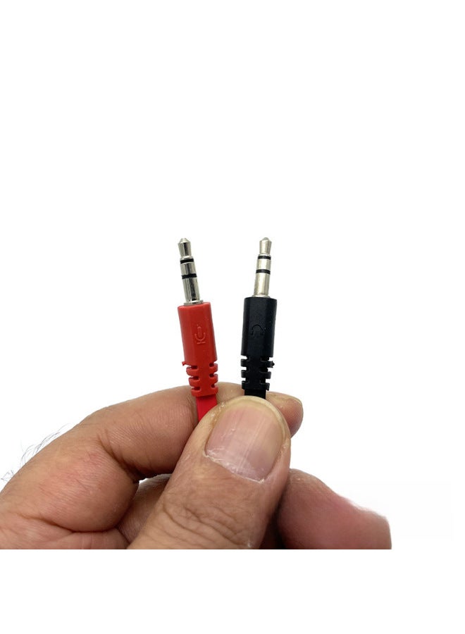 3.5 Laptop Desktop Computer Two-in-one Audio Adapter Headset Microphone Converter Flat Cable One-in-two-Interface Form:0.3m Male 2 Female Bare Wire [nickel Plated]  - Image 3