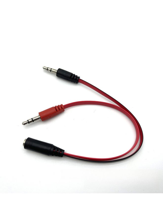 3.5 Laptop Desktop Computer Two-in-one Audio Adapter Headset Microphone Converter Flat Cable One-in-two-Interface Form:0.3m Male 2 Female Bare Wire [nickel Plated]  - Image 5