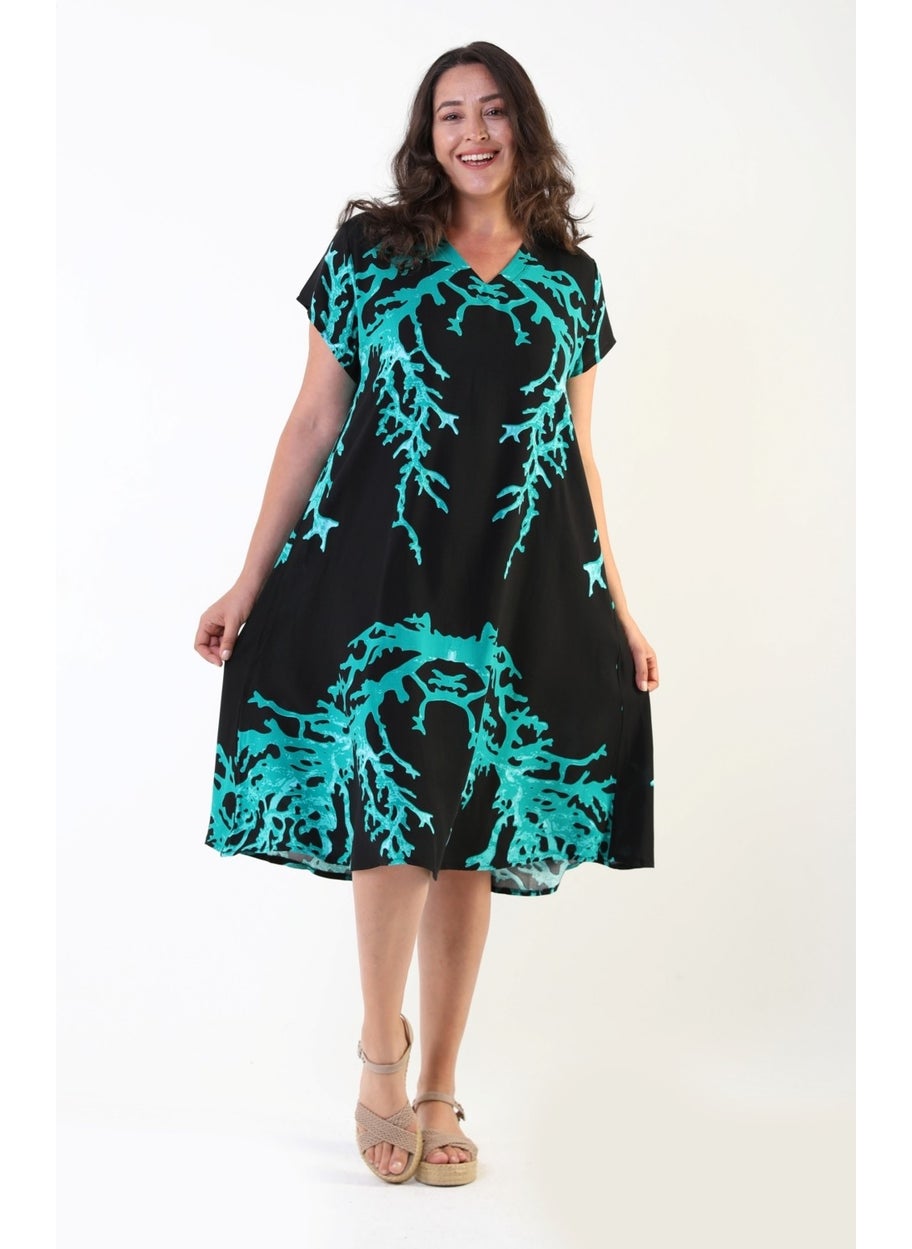 Likapa Summer Plus Size Viscose V Neck Short Sleeve Dress 2688  - Image 1