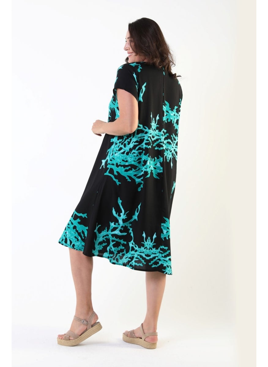 Likapa Summer Plus Size Viscose V Neck Short Sleeve Dress 2688  - Image 3