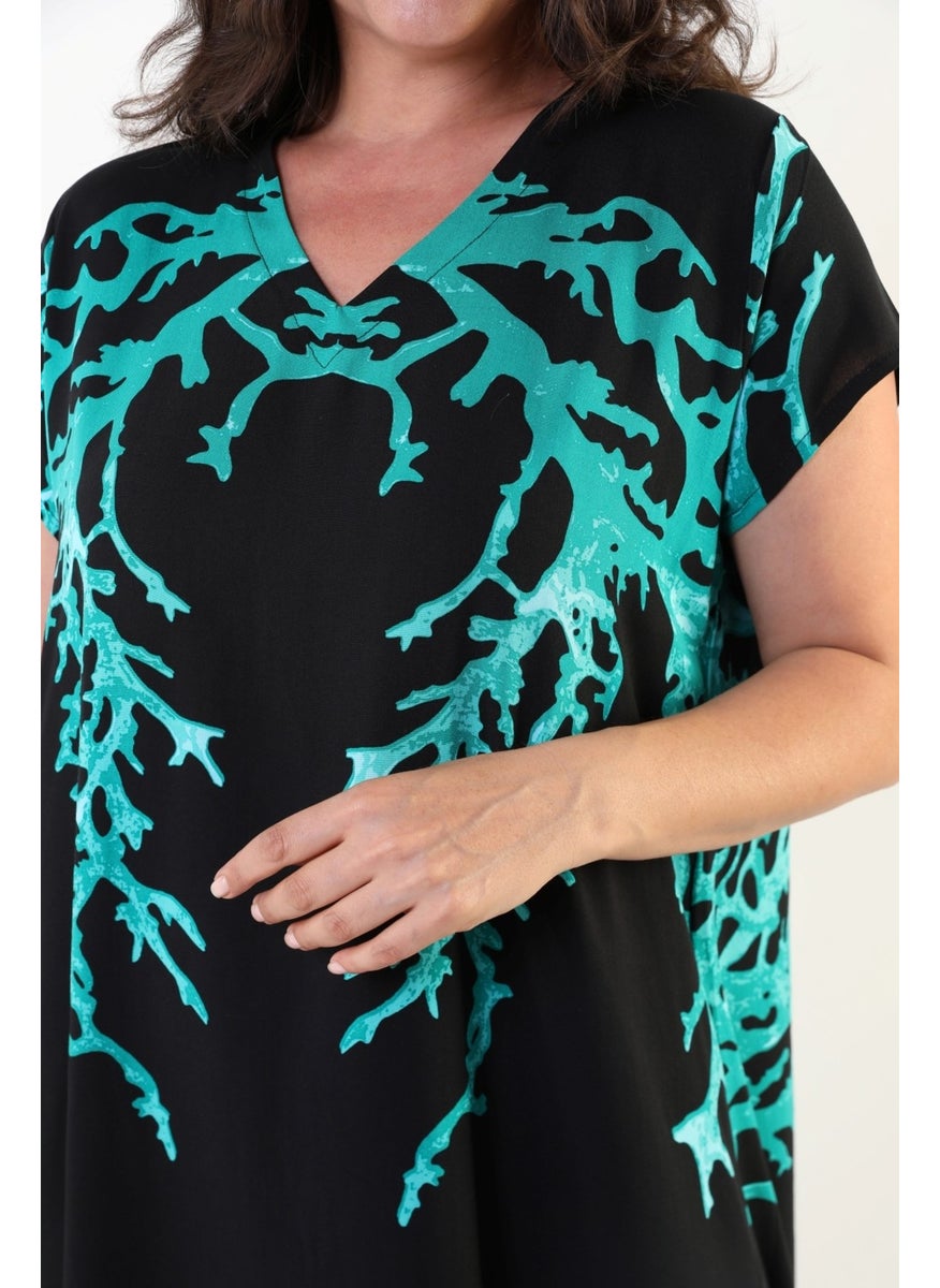 Likapa Summer Plus Size Viscose V Neck Short Sleeve Dress 2688  - Image 4