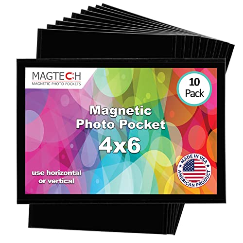 Magtech Magnetic Photo Pocket Picture Frame, Black, Holds 4x6 Inch Photos, 10 Pack, Made in the USA (10046) - Image 1