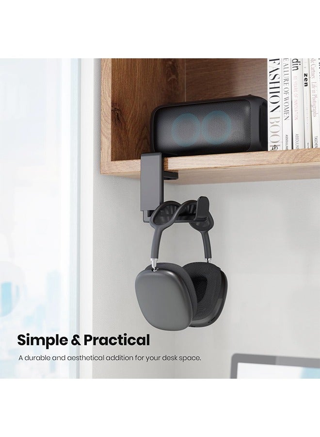 2PCS Rotating Headphone Stand,Adjustable Clamp-on Under Desk Hanger With 360 Degree Swivel & Cable Clip Organizer  - Image 5