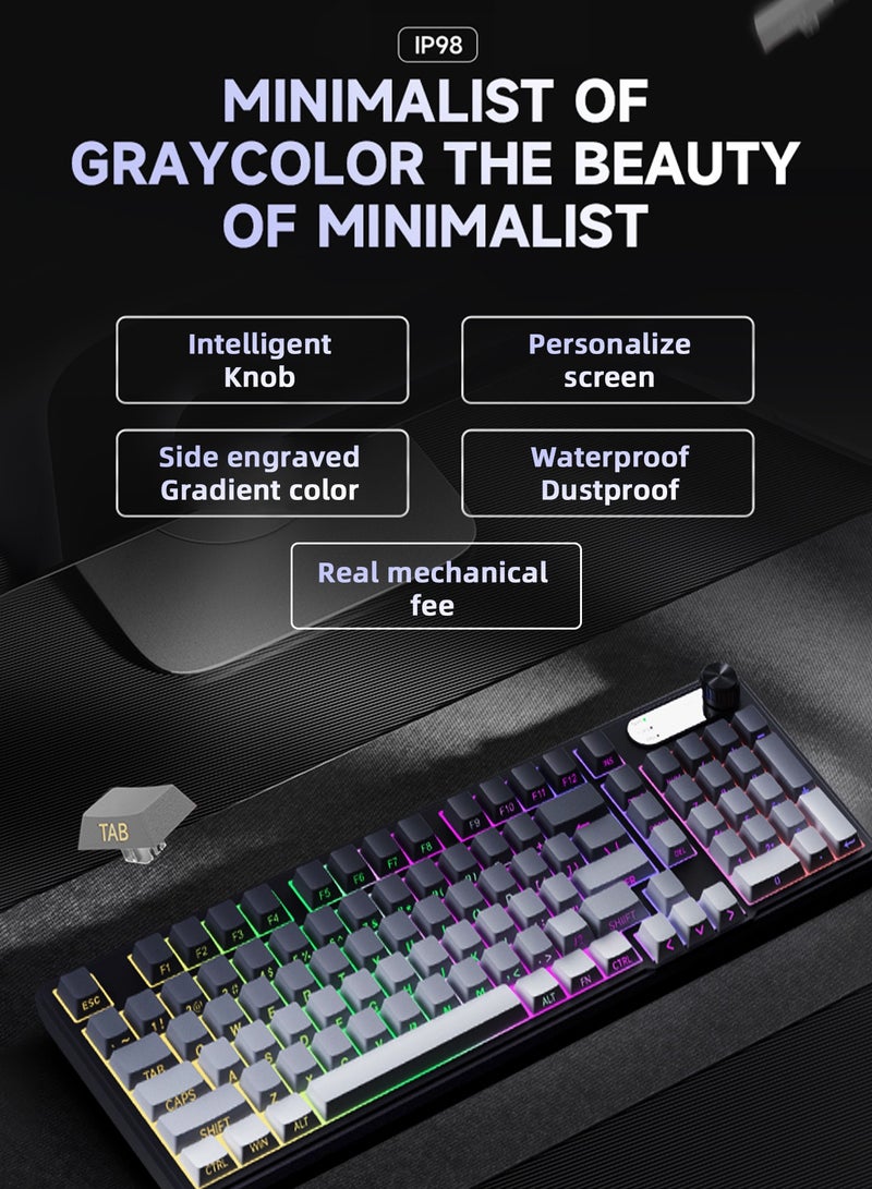 UCHUANG Mechanical Keyboard - 98 Keys - Wired - Membrane - Extreme Day - Black & White - IP98  - Image 2