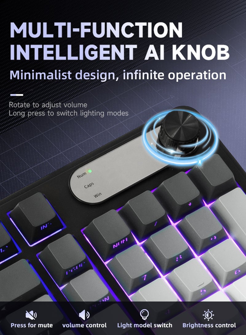 UCHUANG Mechanical Keyboard - 98 Keys - Wired - Membrane - Extreme Day - Black & White - IP98  - Image 3