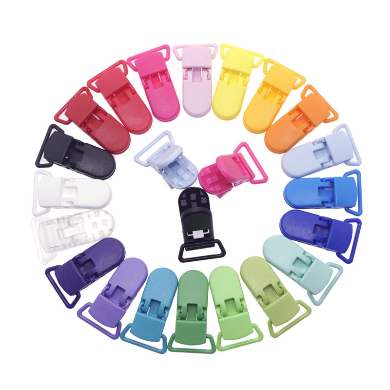Sutoyuen Sutoyuen 25Pcs Pacifier Clips Holders Suspender Mitten Binky Clip for DIY Teething Toys Baby Blankets Bib Holder Suit for 20mm Ribbon Mix 20 Color