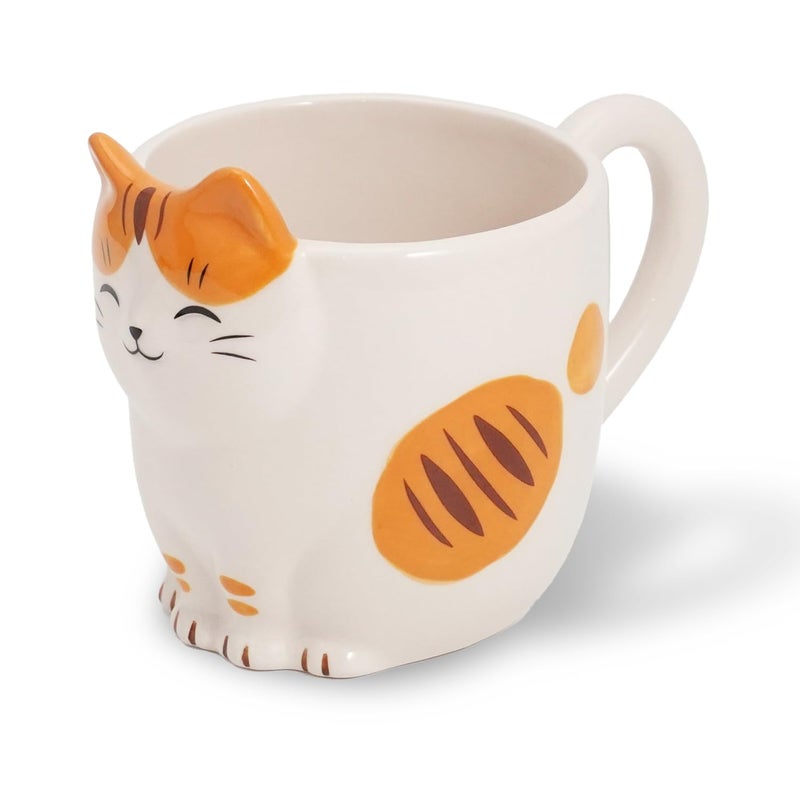 COTONOHA Cute Cat Design Mino Ware Japanese Mug - Perfect for Coffee, Tea, and Soup - Dishwasher and Microwave Safe - - Image 1