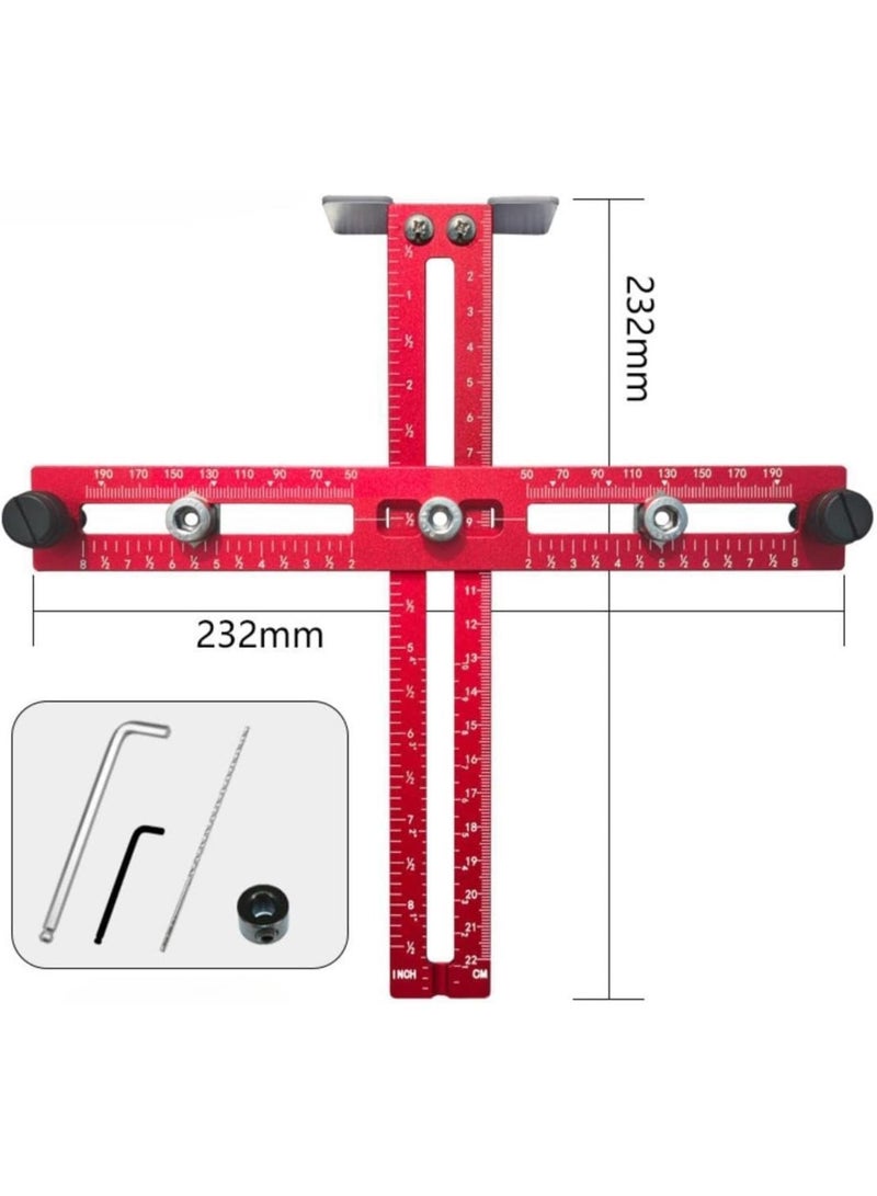 GGOOT Drill Positioning Ruler Cabinet Hardware Jig Measuring Tool Woodworking T Square Ruler for Engineer - Image 2
