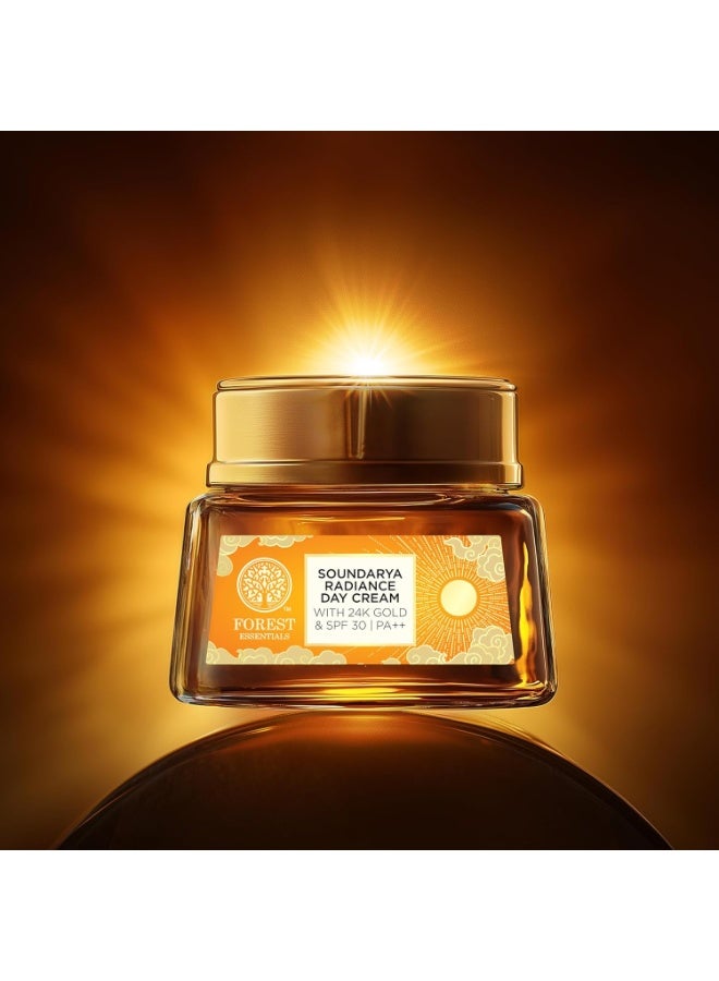 Forest Essentials Bestselling Soundarya Radiance Day Cream with 24K Gold & SPF 30 PA++ | Anti Ageing Moisturiser for Glowing Skin | For all skin types - Image 3