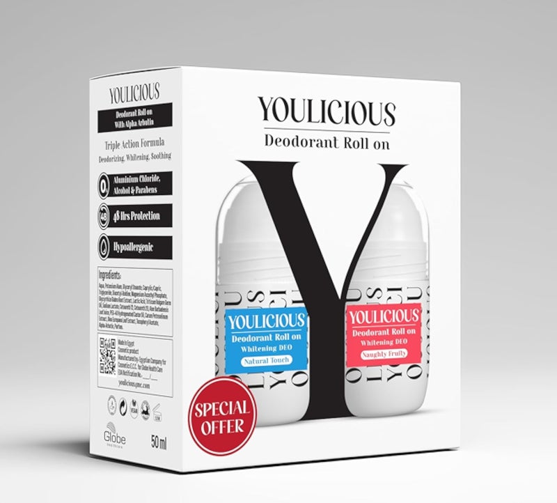 Deodorant Roll on Natural Touch and Naughty Fruity 50 ML - "Lactic acid - Licorice root - Alpha arbutin - Alum rock-Aloe vera - Whitening & Unifying Skin Tone - 48 hours Protection 1+1